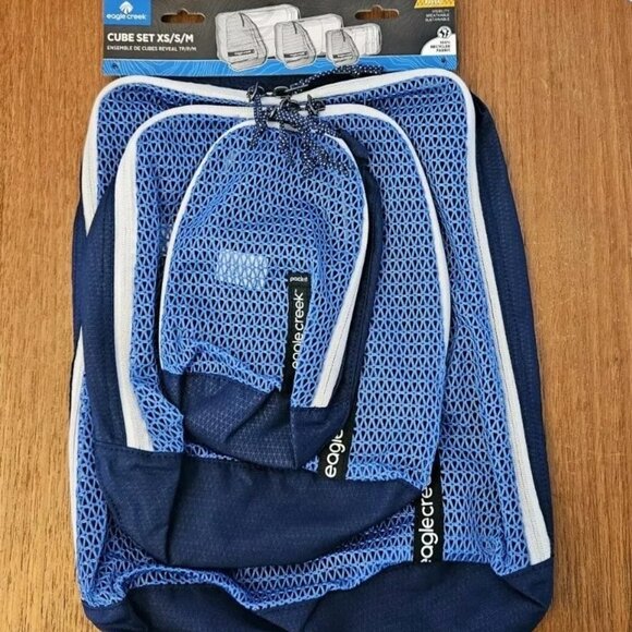 Eagle Creek Pack-It Reveal 3 Piece Packing Cube Set XS, S, M NEW Blue Grey Mesh - Picture 1 of 5